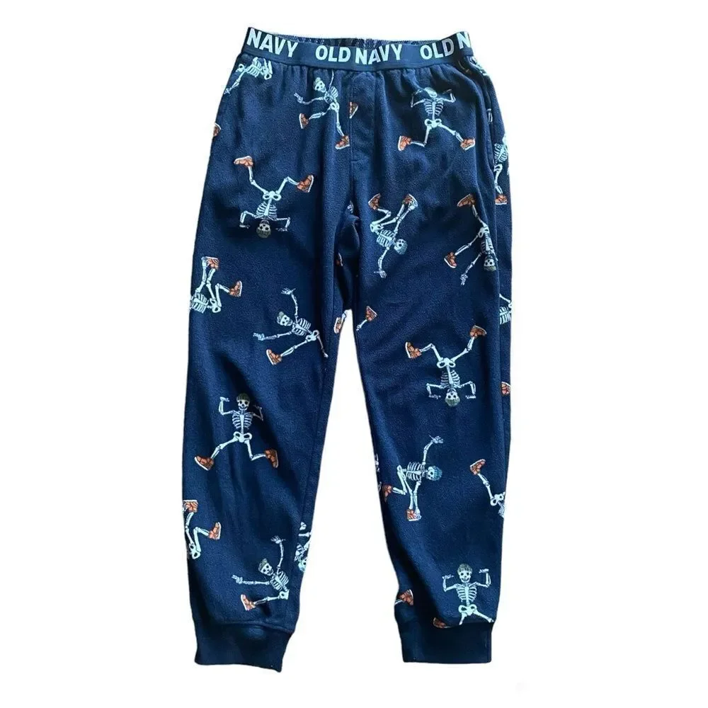 Old Navy Fleece Pajama Pants Navy Skeleton Medium Boys Casual